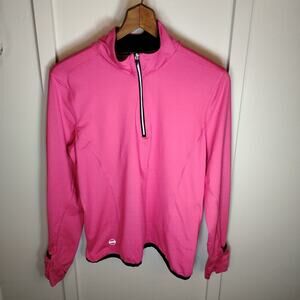 Lauren Ralph Lauren Bright Pink 1/4 Zip Athletic Pullover Top Women’s L Stretch